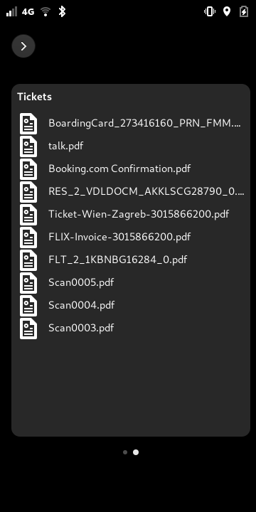 List of tickets on phosh's lockscreen